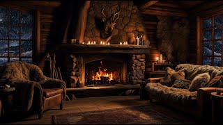 Cozy Cabin Ambiance | Cozy Winter Ambience | Crackling Fireplace with Relaxing Snow | Cozy  Snowfall