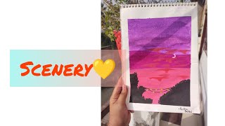 Scenery for beginners ✨|Pavitra's creative mind ❤️#painting #artist #youtube #paint #art #artwork