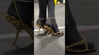 Ferragamo Golden Shoes #fashion #shorts