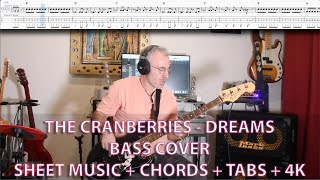 The Cranberries - Dreams - Bass Covers with Tabs  4K