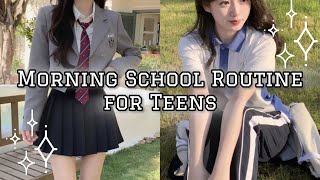 Aesthetic Morning School Routine for teens 🎒✨#aesthetic #pinterestgirl