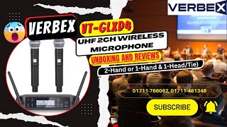 Verbex VT-GLXD4 Dual Hand or One Hand One Tie/Head UHF Wireless Microphone System in Bangladesh