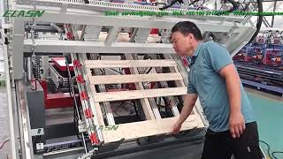 Elasn American Stringer Wood Pallet Nailing Making Machine Testing Video Woodworking High Efficiency