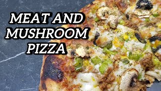 A simple recipe for 24 cm American meat and mushroom pizza🍕