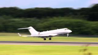 Bombardier Global 5000 operated by TAG aviation landing in Luxembourg [Full HD]