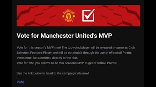 How to vote for Manchester United MVPs in PES? |Get 300 efootball points for free in PES Mobile/PC |