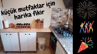 Küçük mutfaklar için harika fikir!!! Ekstra alan ve ekstra tezgah...