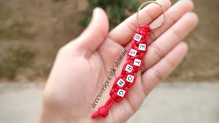 paracord keychain with alphabet|طريقه عمل ميداليه بالخرز وخيط السلسله