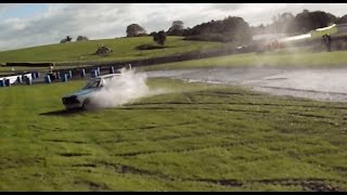 Ford Escort rally car almost hits the crowd at Neil Howard Rally Oulton Park 5th November 2016