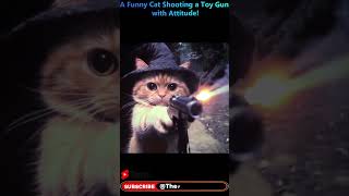 Funny Cat with an Attitude Shoots Toy Gun 😂🐱#shorts #subscribe #catlover