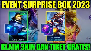 LOGIN SEKARANG! KLAIM SKIN DAN TIKET GRATIS! | EVENT SURPRISE BOX 2023 - MOBILE LEGENDS