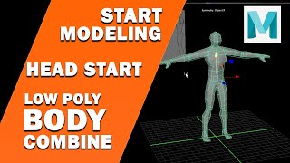 Combining body parts to Make a full body (Low Poly) and Low Poly Head Modeling Tutorial in Maya