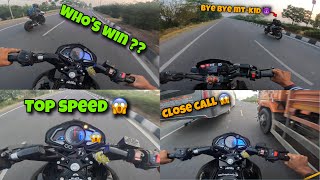 NS200 Bs7 Top Speed Test 😱 || Ns200 bs7 vs MT15 v2 Top End test || Aadi Motovlogs