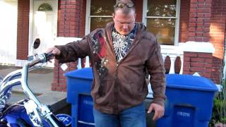 Derek Poundstone and his custom chopper