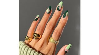 UÑAS ELEGANTES CON DISEÑOS BONITOS EN EL TONO VERDE QUE SERÁ TENDENCIA EN PRIMAVERA VERANO 2024