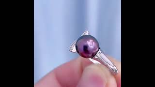 9mm Tahitian pearl ring with S925 sterling silver~