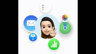 Animation showing different users' Memojis surrounded by the icons of the apps the user personally