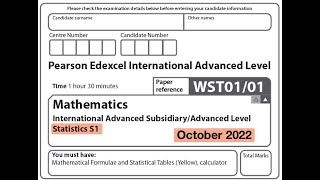 Edexcel IAL Maths - S1 - October 2022