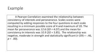 Reporting Correlation Results