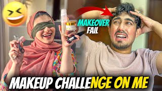 "Minahil's Hilarious Blindfold MakeupChallenge on Me!! Total Makeover Fail!"🫨🤣|MINAAZ LIFE