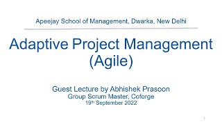 Guest Lecture on Agile Project Management at Apeejay School of Management