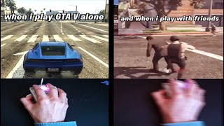 Playing alone VS with friends in GTA 5 #shorts