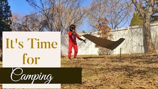 Kids first camping in backyard