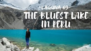 Drone at Laguna 69 The BLUEST Lake in Peru!