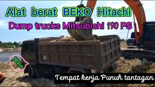 Beko besar alat berat HITACHI  200. Excavator.Dump Trucks Mitsubishi 190 PS kerja di tmpt rawan