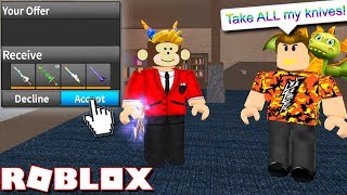 He QUIT so he gave me ALL HIS KNIVES!! (Roblox Assassin)