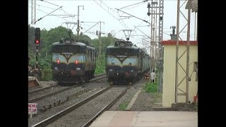 Crossing of WCAM-1s - Ajmer-Dadar Superfast @ Bilimora Jn