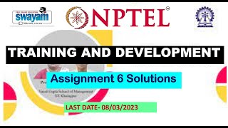 Mooc / Nptel Training and Development || Week 6 Assignment Answers || Humanity || 100% Right || 2023