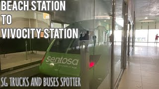 Sentosa Express Hitachi Small-type Monorail [Green trainset] Beach Station to VivoCity Station