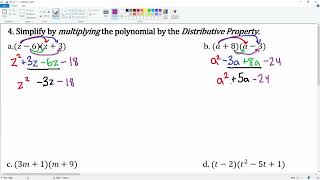 Simplify Polynomial by Multiplying by Distributive Property (FOIL). Question 4