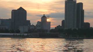 Panoramic video of Milwaukee Waterfront in a Sunset Cruise on Lake Michigan