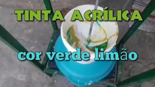 como fazer  tinta acrílica com massa corrida usado uma cor verde limão 🍋