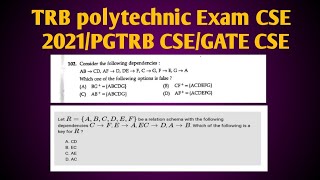 Trb polytechnic exam cse/pg trb cse/Find keys based on functional dependency/Functional dependency