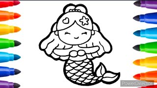 How To Draw and Color a Cute Mermaid for kids and toddlers || Kids easy drawing ||