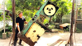 💡Genius Skilled Mechanical Artist Restores Giant Woodworking Belt Saw // Complete Engine Restoration