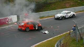 Nürburgring Nordschleife VLN Lauf 3 2014 Crash car catching fire