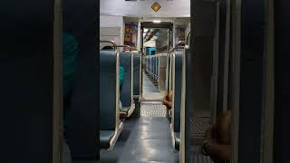 Vestibule view of LHB coaches switching tracks.