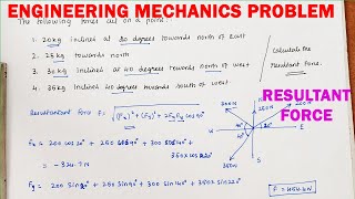 Engineering mechanics solved problem | Resultant force problem | easy to find resultant force | #EM