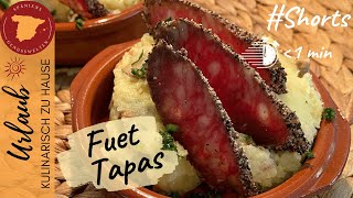 🇪🇸 Fuet Tapas auf Champignon Kartoffelstampf #Shorts Spanische Rezepte unter einer Minute 🇪🇸