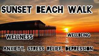 Relaxing sunset beach walk for stress relief, Anxiety, Depression & full calmness