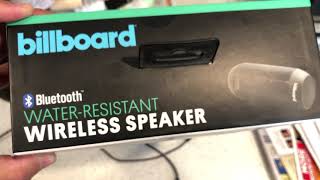 BILLBOARD WATER RESISTANT PORTABLE BLUETOOTH SPEAKER ( COMES WITH EXTRAS COLOR BLACK) REVIEW