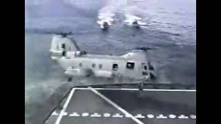 US Navy CH 46 Sea Knight crashes while landing on USNS Pecos, 1999