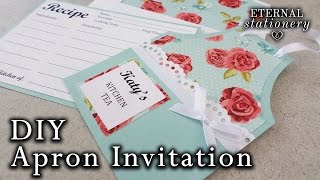 Easy DIY apron invitation, kitchen tea, bridal shower, wedding invitations