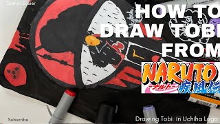 How to draw Tobi in Uchiha logo Step by Step - from Naruto