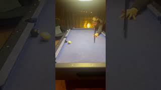 Lucky kick on the 8 ball assisted by the cue ball