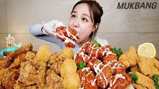 SUB) bhc 치킨돌 쇼계이스 ! 더블팝순살 스윗킹폭립 핫후라이드 치즈볼 먹방 CHICKEN PORK RIBS CHEESE BALL REAL SOUND MUKBANG ASMR